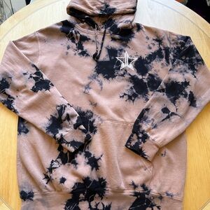 Jeffree Star Tie Dye Hoodie Brown Black Star Logo Streetwear Size L